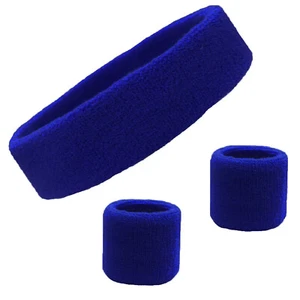 Sweatband Set Exercise Headband Wristbands Workout Head Wrist Sweat Band - Picture 1 of 45