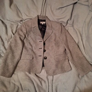Kasper Blazer Jacket Womens Sz 14 Black/White Tweed Single Breasted 3 Button - Bild 1 von 10