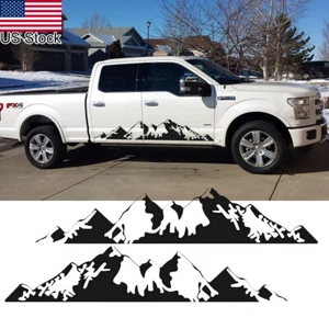 2pcs 78" Black Snow Mountain Graphic Body Side Decal Stickers For Ford F-150 Etc - Picture 1 of 8