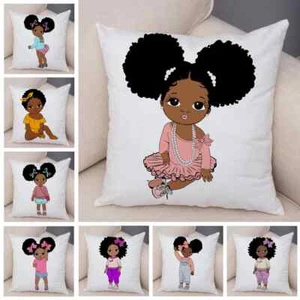 Both Sided Cartoon African Baby Girl Pillow Case Soft Plush Cushion Cover - Picture 1 of 67