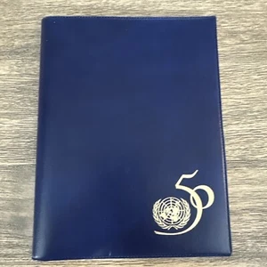 Rubrica Vintage 50° Anniversario Nazioni Unite Nuova Copertina Plastica Blu Navy - Foto 1 di 5