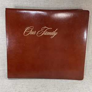 Our Family Portraits Photo Album Scrapbook Leather Bound Vintage Original Box - Picture 1 of 21