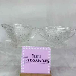 Indiana Glas Tiara Sandwich Diamantform Klar Offen Zuckerdose & Milchkännchen Set - Bild 1 von 17