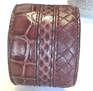 Bottega Veneta Wine Burgundy Intrecciato Leather & Snakeskin Cuff S Italy Small - Picture 1 of 4