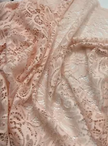 4 Metres Nude Scalloped Edge Floral Lace Fabric Stretch - Picture 1 of 9