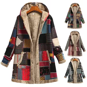 Womens Retro Winter Fleece Jackets Ladies Winter Long Sleeve Hooded Coats Tops * - Picture 1 of 17