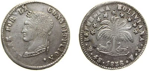 Bolivia 1856 PTS FJ 4 Soles Silver (.667) XF - Picture 1 of 1