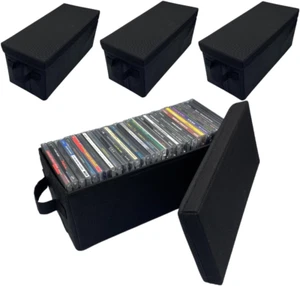 CD Storage Boxes (4 Pack) Durable CD Case Organizer with Lid, Disc Container Set - Picture 1 of 12