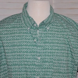 NWT Sonoma Goods For Life Shirt Mens 2XLT Green White Tribal Tiki Design Buttons - Picture 1 of 9