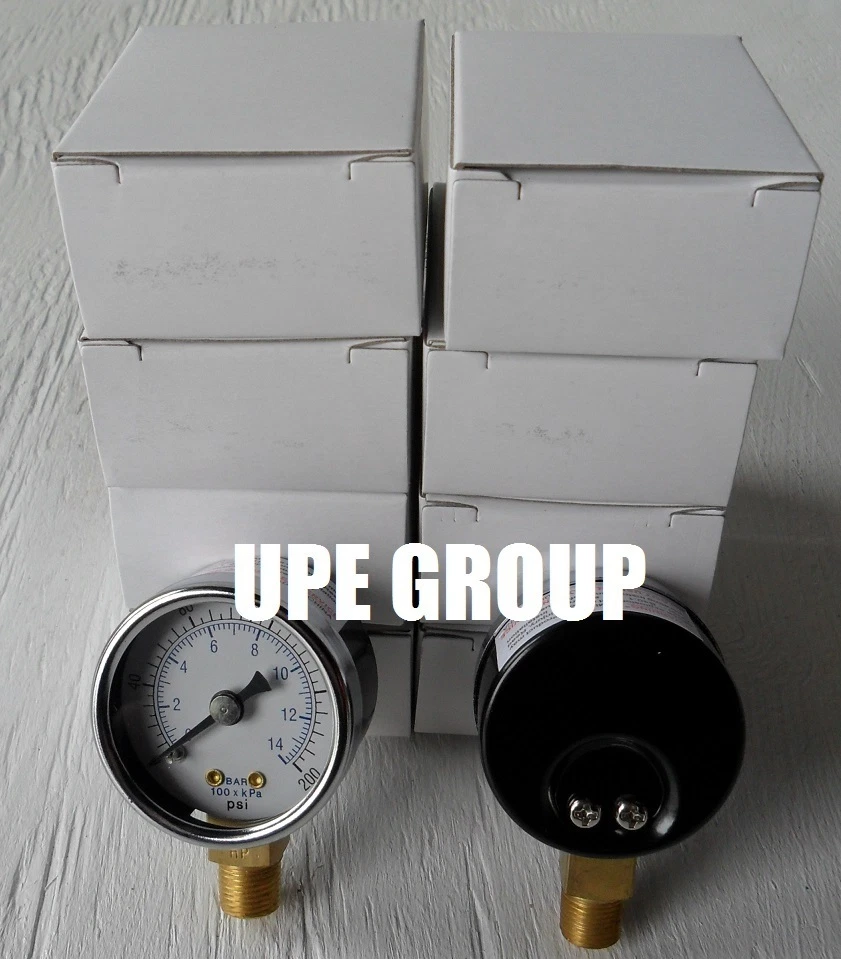 10 PACK PRESSURE GAUGES 1.5" FACE 1/8" LOWER MOUNT 0-200 PSI - Image 1 of 1
