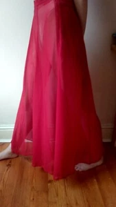 Lovely 70's sheer red silk chiffon Follies maxi skirt S/M - Picture 1 of 6