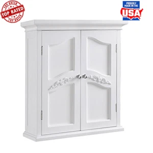 Stylish 2-Door Wall Cabinet Adjustable Shelves Durable Storage Solution Bathroom - Picture 1 of 5