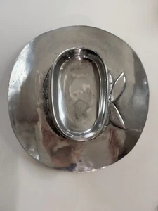 Cowboy Hat Chip and Dip Server 15” X 13” Silver Aluminum Party Decor Vintage - Picture 1 of 10