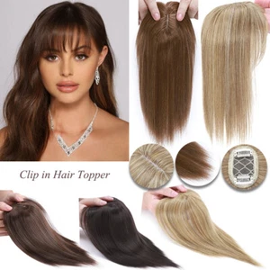 Topper de cabello unisex real como humano con flequillo clip toupee en cabello superior EE. UU. - Imagen 1 de 20
