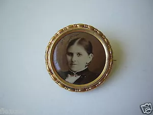 Antike Brosche Foto Bild Rund Original Antikschmuck 4,3 g - Bild 1 von 2