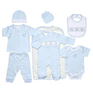 Baby 7 Piece Clothes Gift Set  ~ Rocking Horse ~  Layette Blue 0-6 Months ~ abg - Picture 1 of 1