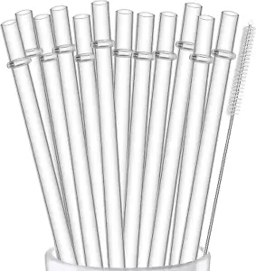 Reusable Hard Plastic Clear Straws Tumbler Straws wit 12 Pack - Picture 1 of 11