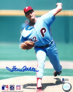 STEVE CARLTON SIGNED AUTOGRAPHED 8x10 PHOTO PHILADELPHIA PHILLIES BECKETT BAS - Picture 1 of 2