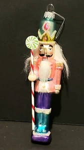 Candy Theme Blown Glass Toy Soldier Nutcracker Christmas Ornament in Purple Pink - Picture 1 of 3