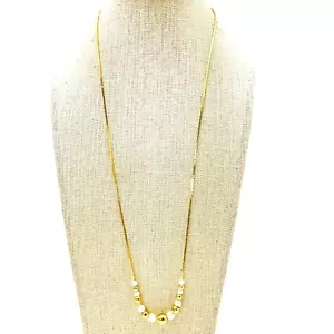 Add A Bead Necklace Gold Tone Pearlescent Beads Marked Korea Cobra Chain - Picture 1 of 6
