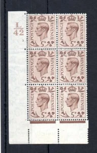 GEORGE VI 5d MOUNTED MINT CONTROL L42 CYLINDER 3 BLOCK Cat £300 - Picture 1 of 1