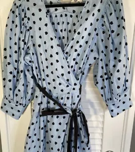 Maxi Vestido Azul Envolvente Algodón Estampado Diane Von Furstenberg Ulrica Grande Usado Una Vez - Imagen 1 de 10