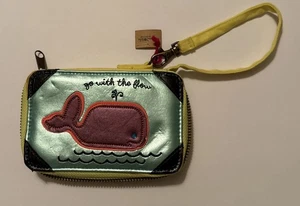 Natural Life Whale Credit Card Wallet Purse Zipper Pouch Wristlet Small NWT FLAW - Picture 1 of 5