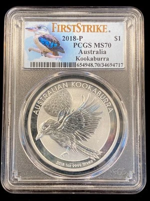 2018-P $1 Australia Kookaburra Silver .9999 PCGS | MS70 - Image 1 of 4