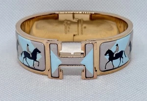 HERMES Les Allures White Enamel WIDE H Clic Bracelet 17cm PM Birkin - Picture 1 of 5