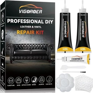Kit de reparación de cuero negro para muebles, kit de reparación de asientos de cuero para automóviles, fácil - Imagen 1 de 7