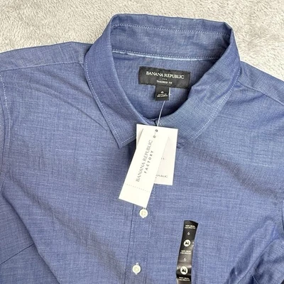Camisa con botones Banana Republic para mujer 6 azul algodón ajuste a medida cuello nueva con etiquetas Foto 1 de 4