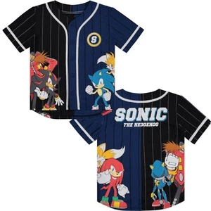 Jungen Sonic The Hedgehog Baseball Trikot T-Shirt - kleine und große Jungen Größen 4-20 - Bild 1 von 7