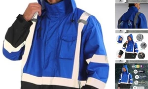  Hi Vis Rain Jacket, Rain Suits for Men Waterproof Small-Medium Blue-1 - Picture 1 of 6