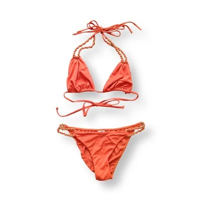 Bikini Y2k Vintage Sauvage 2 Piezas Detalle de Cadena Naranja Oscuro L Parte Superior M Parte Inferior $255 Foto 1 de 4