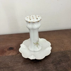 Lovely Vintage Porcelain Hat Pin Holder Pink Floral Pattern Unmarked Shabby Chic - Picture 1 of 4