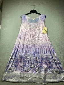 One World Kleid Damen Plus 1X Lila Ärmellos Knielang Fließend Relaxed - Bild 1 von 13