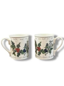 Portmeirion THE HOLLY & THE IVY 2 Breakfast Mugs 3 1/2 in EUC - Picture 1 of 12