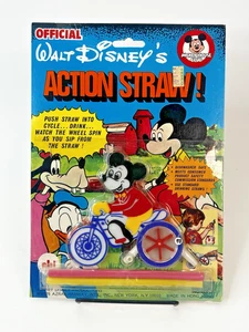 Vintage Walt Disney Mickey Mouse Action Strohhalm mit Spinnrad 1976 - Bild 1 von 4