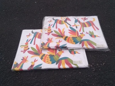 Crate and Barrel Placemats Set 12 NEW Linen OTOMI 648-079 Bird Animals - Image 1 of 4
