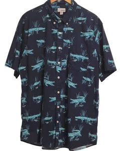 SONOMA Men’s XXL Tall Shirt Alligator Print Button Front Short Sleeve - Picture 1 of 5