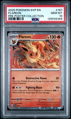 Pokemon Prismatic Poster Collection Flareon #167 Promo Cosmo Holo PSA 10 - Swirl - Image 1 of 4
