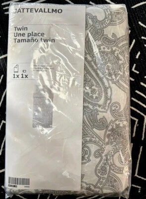 Ikea JATTEVALLMO Twin Duvet Cover w/1 Pillowcase Bed Set Beige/grays Paisley New - Image 1 of 4