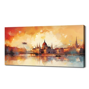 Budapest Stadt Sonnenuntergang Skyline Wahrzeichen Leinwandbild Bild Wandbild Deko - Bild 1 von 9