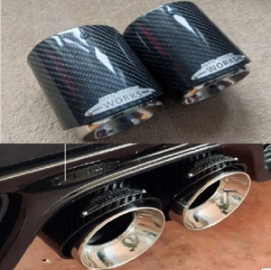 R56 MINI Cooper S JCW John Cooper Works puntas de escape enrolladas fibra de carbono cromo - Imagen 1 de 5