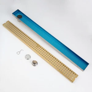28 Inch Gold Shower Drain Rectangular Linear Shower Floor Drain Strainer - Picture 1 of 7