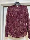 Converse one star women blouse burgundy/wine buttons pleated see trough Size M