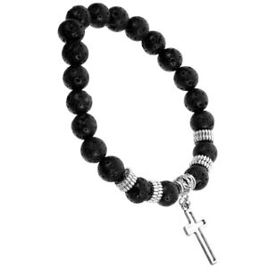  Beads Bracelet Male Bracelet Men Bracelet Cross Pendant Wrist Chain Fashionable