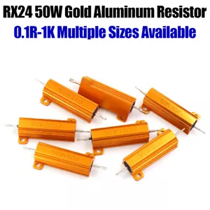Resistencia metálica de aluminio dorado 50W RX24 varios valores alta potencia 0,1R-1K ohmios - Imagen 1 de 32