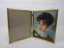Vintage Ornate Gold Tone Metal Bi-Fold Double 8x10 Hinged Picture Photo Frame