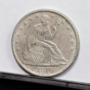 1870 Liberty Seated Half Dollar - AU Details, Cleaned w/ Rev Stains (#54327-H) - Picture 1 of 8